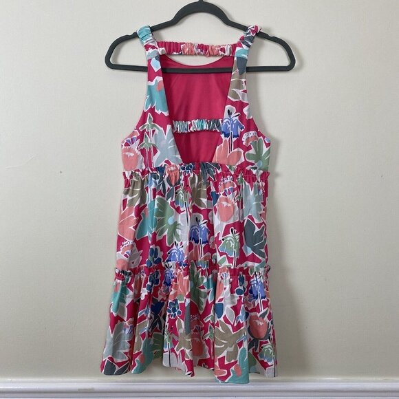 Zara Trafaluc Collection Womens Floral A Line Mini Dress Cut Out Back Size M - Picture 2 of 6